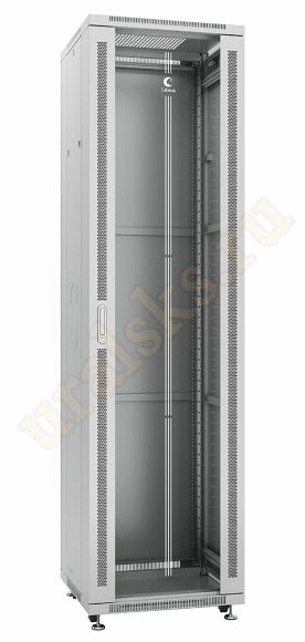 SH-05C-47U80/80 Шкаф телекоммуникационный 19" напольный 47U 800x800x2277mm (ШхГхВ) передняя стеклянная и задняя сплошная металлическая двери, ручка с замком, цвет серый (RAL 7035) Cabeus
