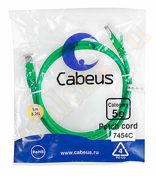 Cabeus PC-UTP-RJ45-Cat.5e-1m-GN Патч-корд UTP, категория 5е, 1 м, неэкранированный, зеленый