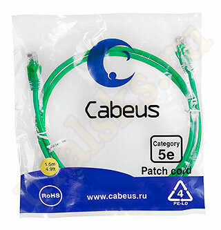 Cabeus PC-UTP-RJ45-Cat.5e-1.5m-GN Патч-корд UTP, категория 5е, 1.5 м, неэкранированный, зеленый