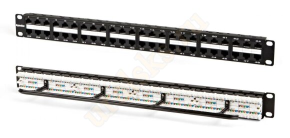 Hyperline PPHD-19-48-8P8C-C6-110D Патч-панель высокой плотности 19", 1U, 48 портов RJ-45, категория 6, Dual IDC