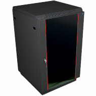 Напольный телеком шкаф 22U 600x1000мм дверь со стеклом, цвет чёрный