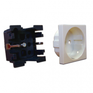 Лицевая панель электрической розетки Mosaic 45x45, нем. ст., 2K+3, со шторками, белая 