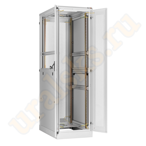 TFA-478012-WHWH-GY Напольный шкаф 19", 47U, перфорированные двухстворчатые двери, металлические двухуровневые стенки, Ш800хВ2280хГ1200мм, в разобранном виде, серый