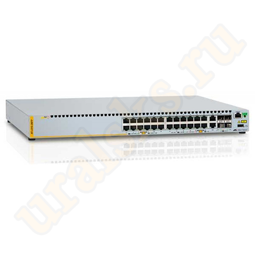 AT-x310-26FP-50 Коммутатор L2+ managed stackable switch, 24 POE+ ports 10/100Mbps, 2-port SFP/Copper combo port, 2 dedicated stack slots, 1 Fixed AC power supply