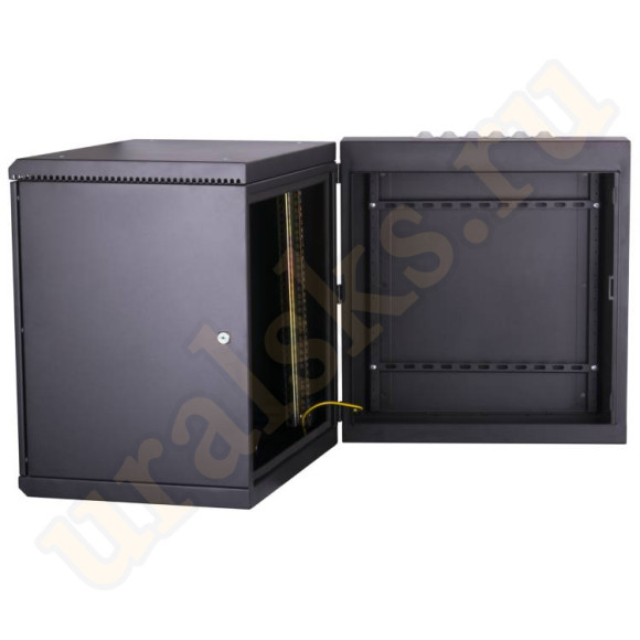TWM-126060-M-BK Настенный двухсекционный шкаф 19", 12U, металлическая дверь, промышленный, степень защиты IP55, Ш600хВ638хГ600мм, черный