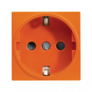 Лицевая панель электрической розетки Mosaic 45x45, нем. ст., 2K+3, со шторками, оранжевая