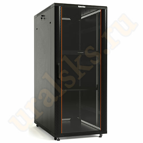 Шкаф TTB-2266-AS-RAL9004 напольный 19", 22U, 1166x600х600мм, стеклянная дверь Hyperline