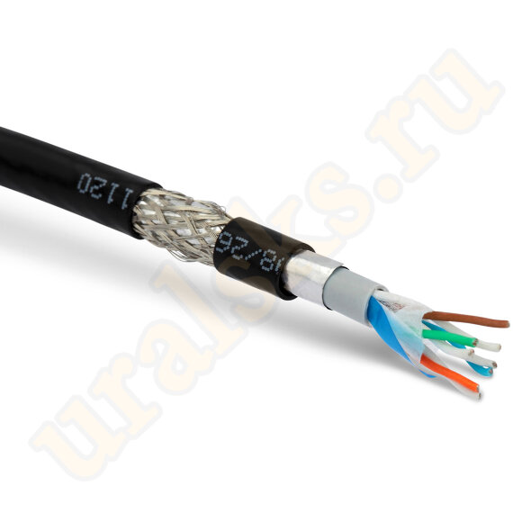 Hyperline ISF4-C5e-P-IO-PVC/PVC (куски) Кабель для сетей Industrial Ethernet, категория 5e, 4х2х24 AWG (19x0.127 мм), многопроволочные жилы (patch), SF/UTP, для внутренней и внешней прокладки (-40°C - +75°C), двойная оболочка, PVC (UV), черный