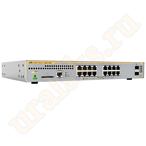 AT-x230-18GP-50 Коммутатор L2+ managed switch, 16 x 10/100/1000Mbps POE+ ports, 2 x SFP uplink slots, 1 Fixed AC power supply