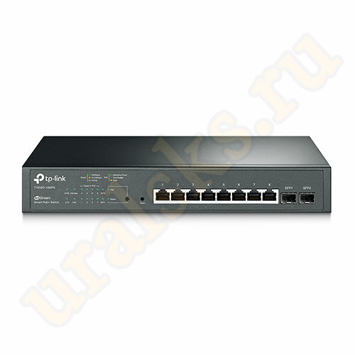 T1500G-10MPS JetStream 8-портовый гигабитный Smart коммутатор PoE+ c 2 SFP-слотами