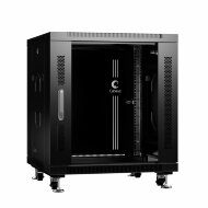 Шкаф телекоммуникационный 19" напольный 12U 600x800x730mm (ШхГхВ) передняя стеклянная и задняя сплошная металлическая двери, ручка с замком, цвет черный (RAL 9004) Cabeus Шкаф телекоммуникационный 19" напольный 12U 600x800x730mm (ШхГхВ) передняя стеклянная и задняя сплошная металлическая двери, ручка с замком, цвет черный (RAL 9004) Cabeus