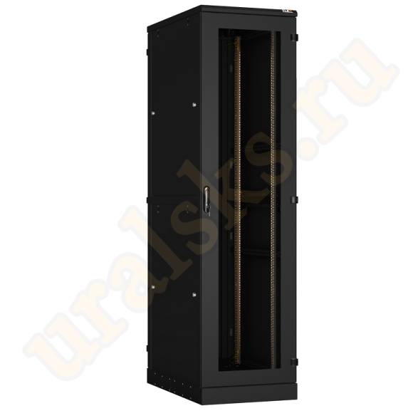 TFA-476010-GHMH-BK Напольный шкаф 19", 47U, стеклянная дверь, двухуровневые боковые металлические стенки, Ш600хВ2280хГ1000мм, в разобранном виде, черный