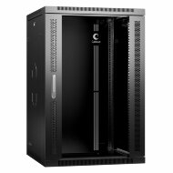 Шкаф телекоммуникационный настенный 19" 18U 600x450x901mm (ШхГхВ) дверь стекло, цвет черный (RAL 9004) Cabeus Шкаф телекоммуникационный настенный 19" 18U 600x450x901mm (ШхГхВ) дверь стекло, цвет черный (RAL 9004) Cabeus