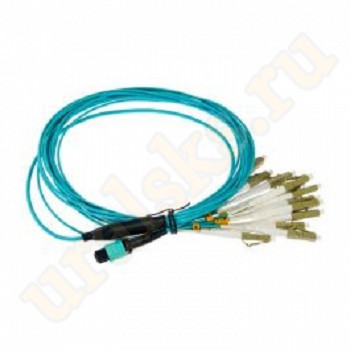 LAN-12M-12LC/OM3-3.0 Сборка кабельная MPO-12LC, 12 волокон OM3, низкие потери, LSZH, 3 м, аква