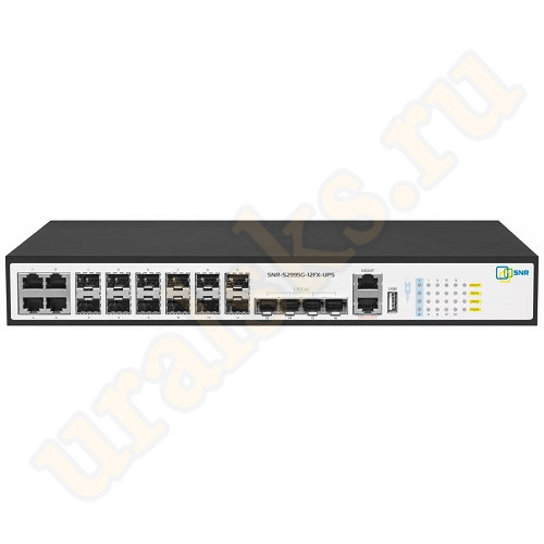 SNR-S2995G-12FX-UPS Управляемый L3 коммутатор 8 портов 100/1000BaseX SFP, 4 Combo порта GE, 4 порта SFP+, функция заряда АКБ 12В
