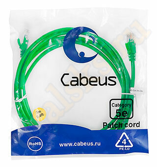 Cabeus PC-UTP-RJ45-Cat.5e-3m-GN-LSZH Патч-корд UTP, категория 5е, 3 м, LSZH, неэкранированный, зеленый