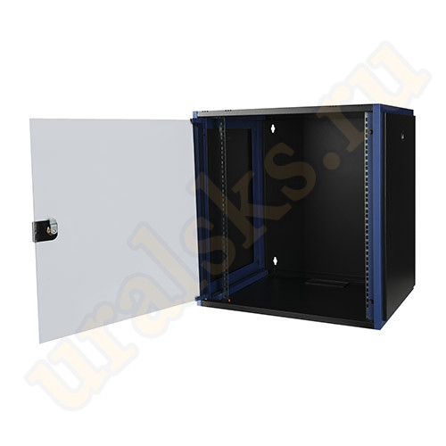 DR-600221 Настенный шкаф 19", 12U 600х600, дверь стекло, чёрный