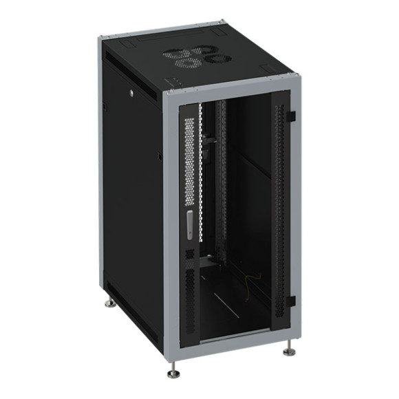 SL 6818.913 Шкаф монтажный 19" напольный 18U 600x800x935mm, передняя дверь стеклянная, задняя дверь перфорированная, чёрный SL 6818.913 Шкаф монтажный 19" напольный 18U 600x800x935mm, передняя дверь стеклянная, задняя дверь перфорированная, чёрный