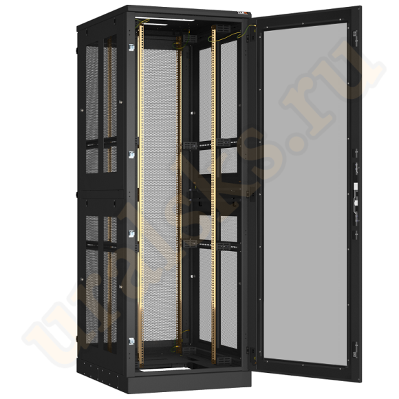 TFA-478010-GEWE-BK Напольный шкаф 19", 47U, дверь со стеклом и перфорированная двухстворчатая дверь, перфорированные двухуровневые стенки, Ш800хВ2280хГ1000мм, в разобранном виде, черный
