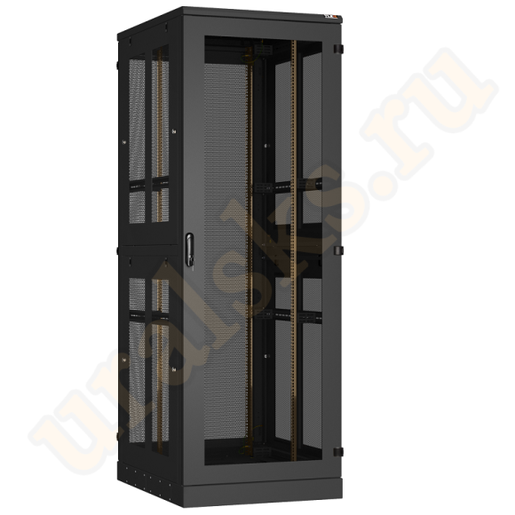 TFA-478010-GEWE-BK Напольный шкаф 19", 47U, дверь со стеклом и перфорированная двухстворчатая дверь, перфорированные двухуровневые стенки, Ш800хВ2280хГ1000мм, в разобранном виде, черный