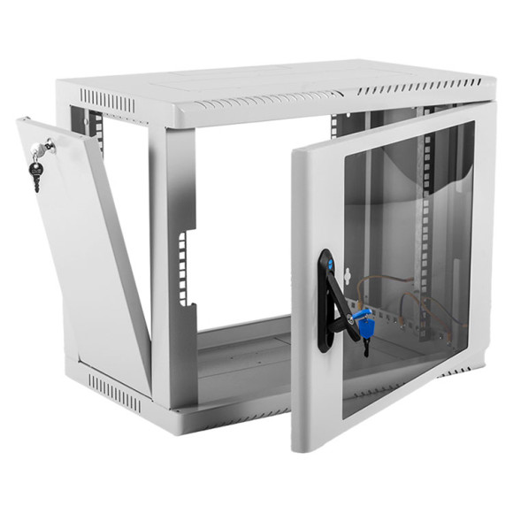 ШРН-9.350 Шкаф телекоммуникационный настенный сварной 9U (600x360) съёмные стенки, дверь стекло