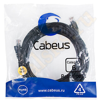 Cabeus PC-UTP-RJ45-Cat.6-5m-BK Патч-корд UTP, категория 6, 5 м, неэкранированный, черный