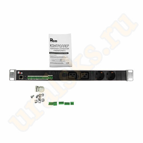 R-MC1-32-2S-2C19-440-K Упр. блок розеток с монит. Rem-MC1 2 S, 2 С19, 32A, алюм., 19", колодка