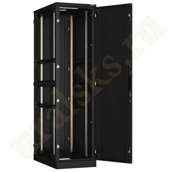 TFA-476010-MHMH-BK Напольный шкаф 19", 47U, металлическая дверь, двойные боковые стенки, Ш600хВ2280хГ1000мм, в разобранном виде, черный