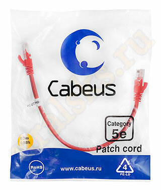 Cabeus PC-UTP-RJ45-Cat.5e-0.3m-RD Патч-корд UTP, категория 5e, 0.3 м, неэкранированный, красный