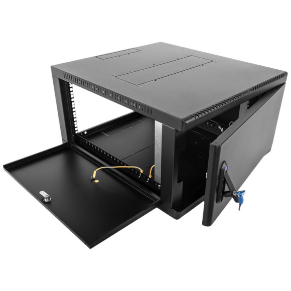 ШРН-9.350.1-9005 Шкаф телекоммуникационный настенный сварной 9U (600x360) съёмные стенки, дверь металл, чёрный