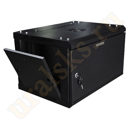 Шкаф GDR-156045BM телекоммуникационный 19" настенный 15U 600х450 дверь металл, цвет чёрный 