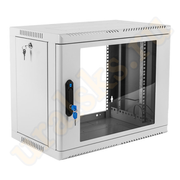 ШРН-9.500 Шкаф телекоммуникационный настенный сварной 9U (600x530) съёмные стенки, дверь стекло