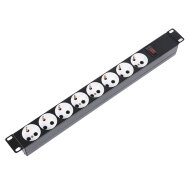 Блок силовых розеток 19" без шнура с выключателем, 8 розеток, цвет черный Блок силовых розеток 19" без шнура с выключателем, 8 розеток, цвет черный