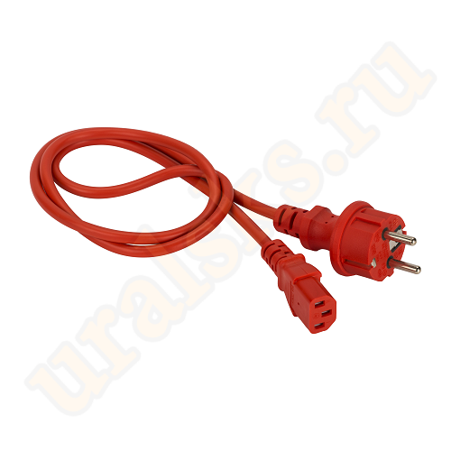 LAN-PP13/SH-2.0-RD Шнур питания C13-Schuko прямая, 3х0.75, 220В, 10А, красный, 2 метра
