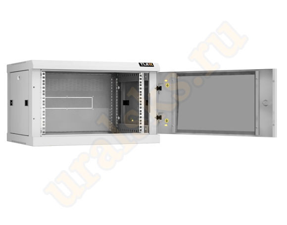 TWC-066045-R-G-GY Настенный разборный шкаф TLK 19", 6U, стеклянная дверь, Ш600хВ370хГ450мм, 2 пары монтажных направляющих, серый