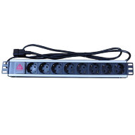 Блок розеток 19" EURO на 8 гнезд с выключателем для ИБП, 220В Блок розеток 19" EURO на 8 гнезд с выключателем для ИБП, 220В