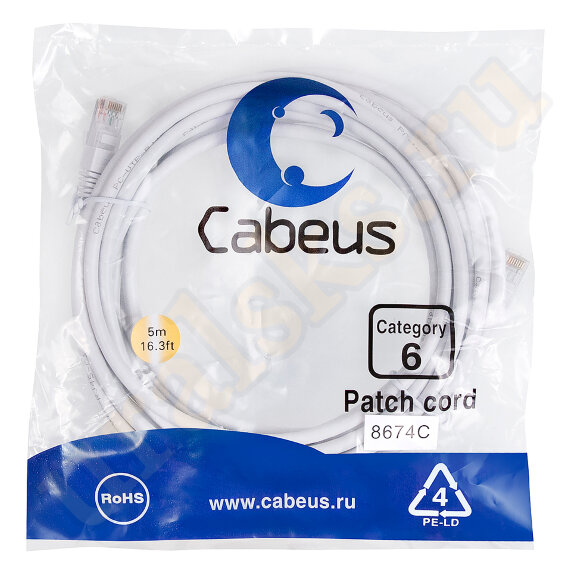 Cabeus PC-UTP-RJ45-Cat.6-5m-WH Патч-корд UTP, категория 6, 5 м, неэкранированный, белый