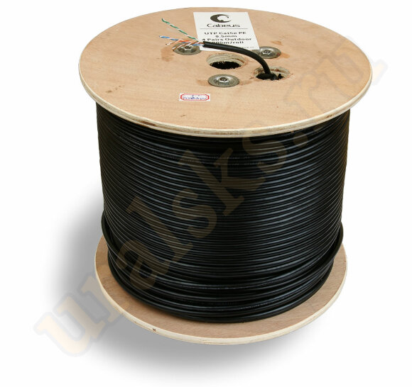 Cabeus UTP-4P-Cat.5e-SOLID-OUT Кабель витая пара UTP (U/UTP), категория 5e, 4 пары 0,5мм (24 AWG), одножильный, для внешней прокладки (+60 C - -40) (305 м)
