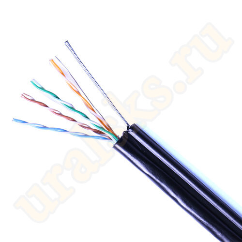 DR-140201 Кабель Datarex категории 5е, 4 пары U/UTP, 24AWG, PE, черный, внешний с тросом, катушка 305 DR-140201 Кабель Datarex категории 5е, 4 пары U/UTP, 24AWG, PE, черный, внешний с тросом, катушка 305