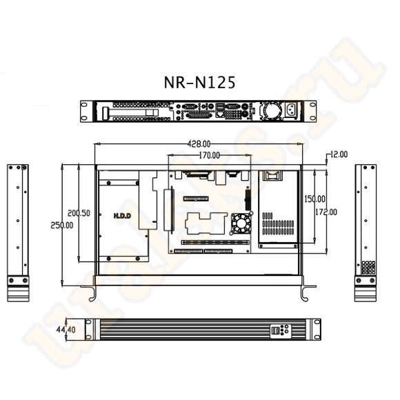 Серверный корпус 1U NR-N125 300Вт черный, NegoRack Серверный корпус 1U NR-N125 300Вт черный, NegoRack