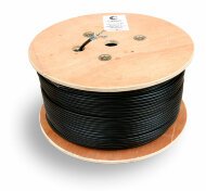 Cabeus FTP-4P-Cat.5e-SOLID-ST-OUT Кабель витая пара экранированная FTP (F/UTP), категория 5e, 4 пары 0,5мм (24 AWG), одножильный, экран - фольга, для внешней прокладки (+60 C - -40 C), с металлическим тросом (305 м)