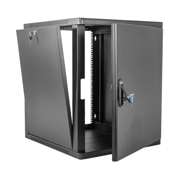 ШРН-12.350.1-9005 Шкаф телекоммуникационный настенный сварной 12U (600x360) съёмные стенки, дверь металл, чёрный