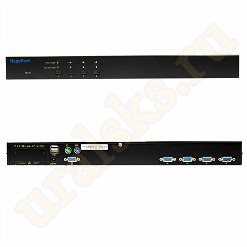 Переключатель KVM NR-MK104C, 1U, PS/2&USB, 4 порта, слот для IP модуля, Negorack Переключатель KVM NR-MK104C, 1U, PS/2&USB, 4 порта, слот для IP модуля, Negorack