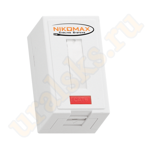 NMC-MB1P-ST-WT Корпус настенной розетки NIKOMAX, 1 порт, под модули-вставки типа Keystone, со шторкой, белый NMC-MB1P-ST-WT Корпус настенной розетки NIKOMAX, 1 порт, под модули-вставки типа Keystone, со шторкой, белый
