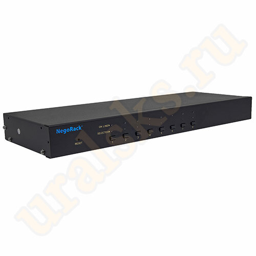 Переключатель KVM NR-MK108C, 1U, PS/2&USB, 8 портов, слот для IP модуля, Negorack