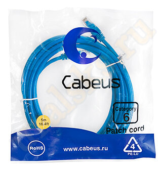Cabeus PC-UTP-RJ45-Cat.6-5m-BL Патч-корд UTP, категория 6, 5 м, неэкранированный, синий
