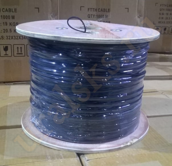 FTTH Кабель оптический на 1 волокно G652, два силовых стальных прутка FTTH Кабель оптический на 1 волокно G652, два силовых стальных прутка