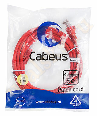 Cabeus PC-UTP-RJ45-Cat.5e-3m-RD-LSZH Патч-корд UTP, категория 5e, 3 м, LSZH, неэкранированный, красный