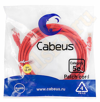Cabeus PC-UTP-RJ45-Cat.5e-5m-RD-LSZH Патч-корд UTP, категория 5e, 5 м, LSZH, неэкранированный, красный