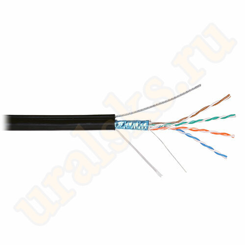 NKL 4905B-BK Кабель NIKOLAN F/UTP, 4 пары, Кат.5e, 24 AWG, внешний с тросом, PE, 500м